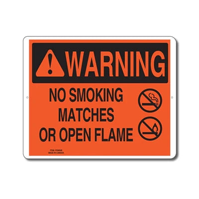 NO SMOKING MATCHES OR OPEN FLAME - WARNING SIGN