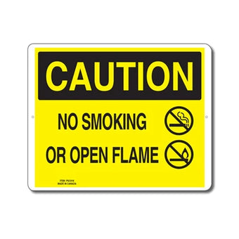 compare product NO SMOKING OR OPEN FLAME - CAUTION SIGN