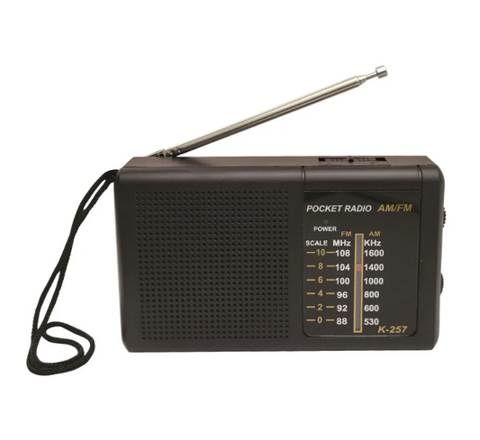 AM/FM Pocket Radio (2 AA batteries not included)